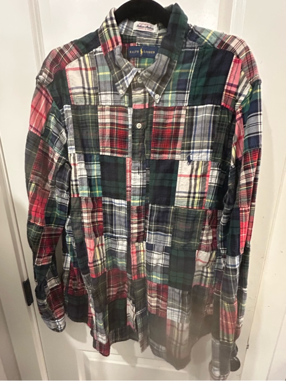 Ralph Lauren Multicolor Patchwork Plaid Button-Down Shirt - Green/Red/Blue